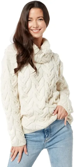 Supersoft Irish Merino Wool Chunky Cable Knit Cowl Sweater for Women Made in Ireland