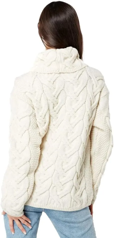 Supersoft Irish Merino Wool Chunky Cable Knit Cowl Sweater for Women Made in Ireland
