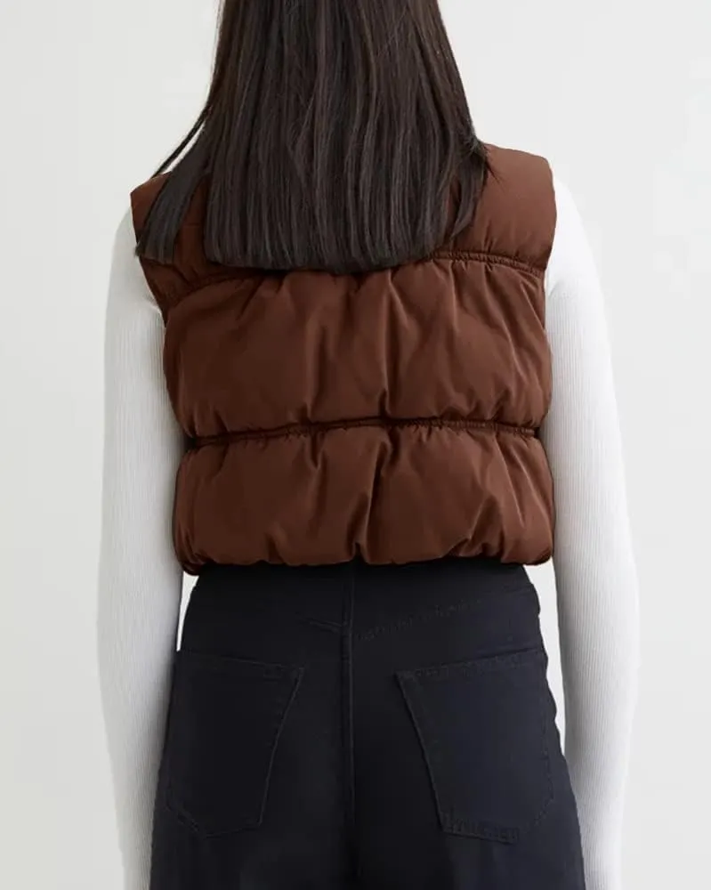 SySea Women's Crop Puffer Vest Winter Zip Up Lightweight Sleeveless Warm Outerwear Padded Coat