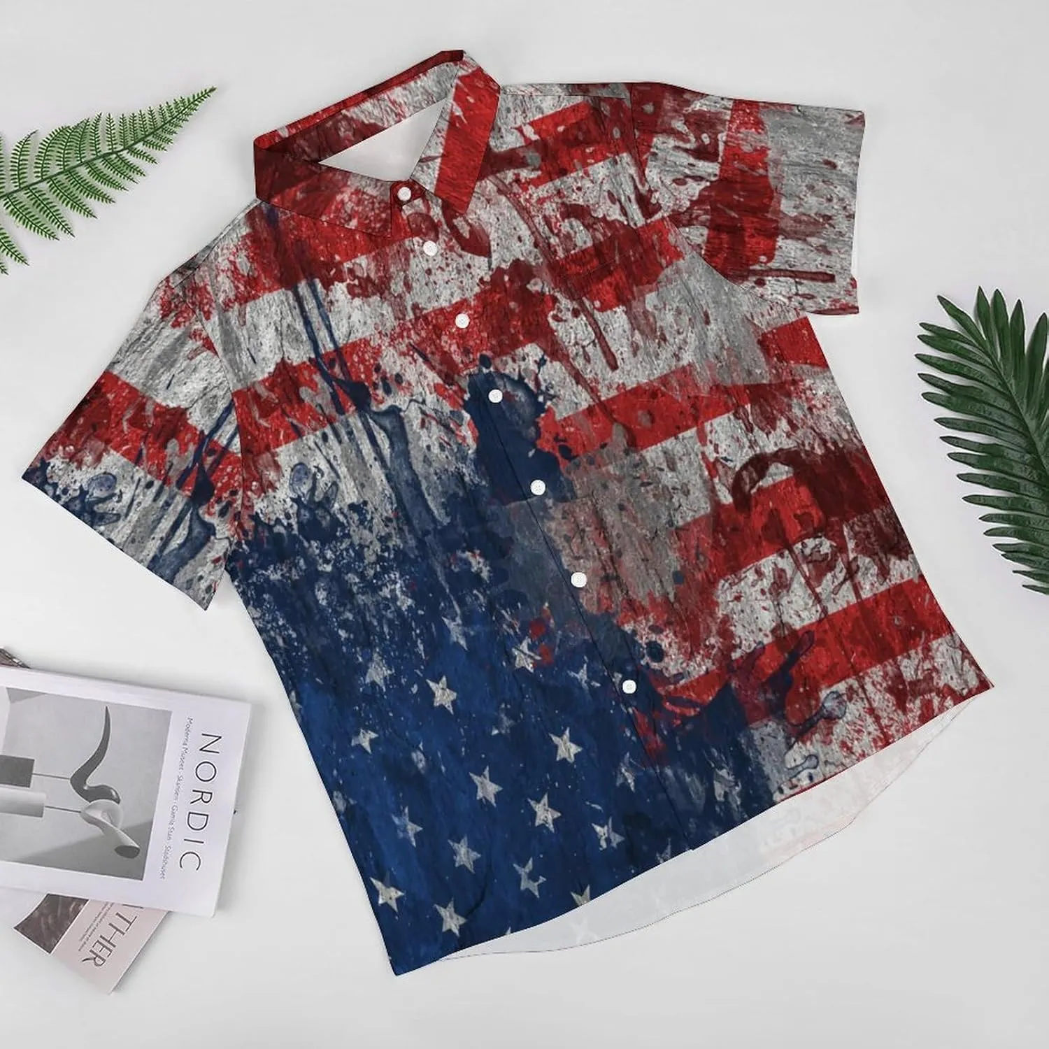 TAIZIYEAH American Flag Shirts for Men Short Sleeve Beach Shirt Casual Button Down Shirts Tops Quick Dry with Designs 3XL