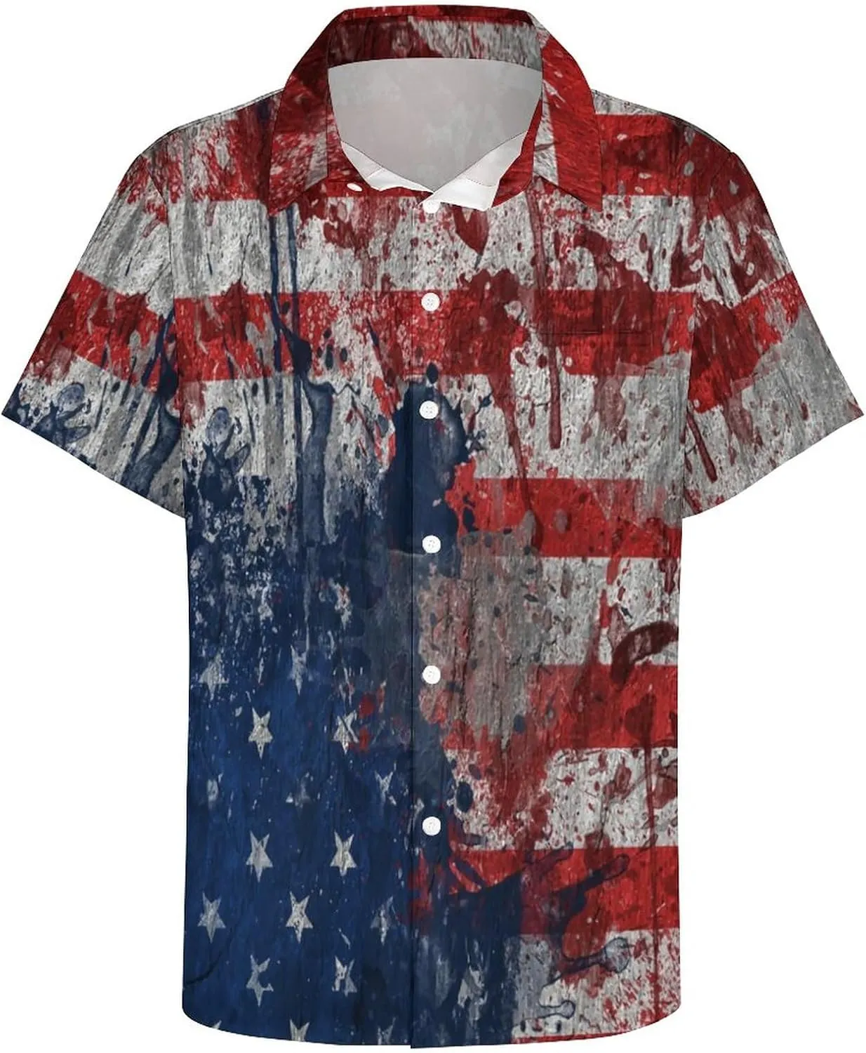 TAIZIYEAH American Flag Shirts for Men Short Sleeve Beach Shirt Casual Button Down Shirts Tops Quick Dry with Designs 3XL