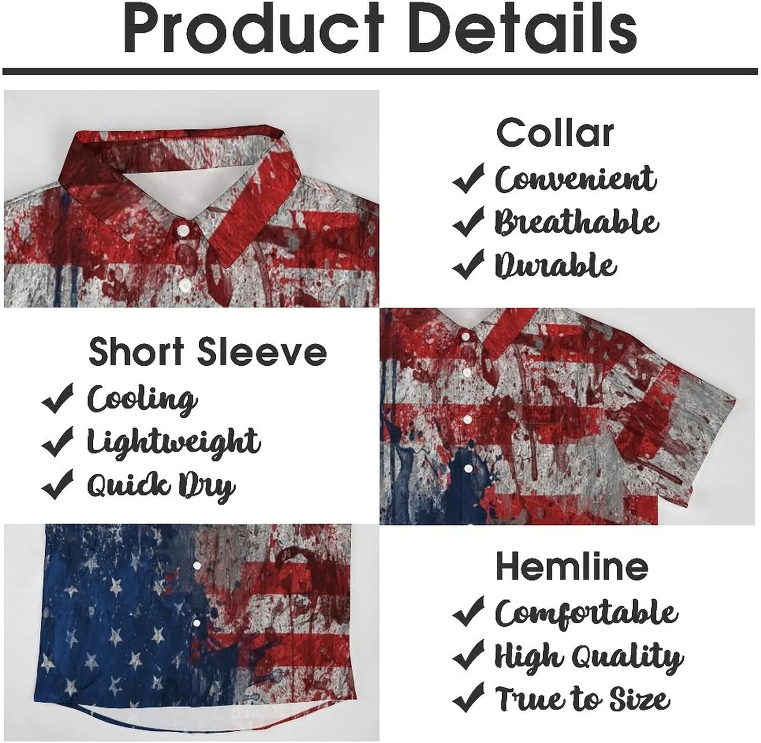 TAIZIYEAH American Flag Shirts for Men Short Sleeve Beach Shirt Casual Button Down Shirts Tops Quick Dry with Designs 3XL