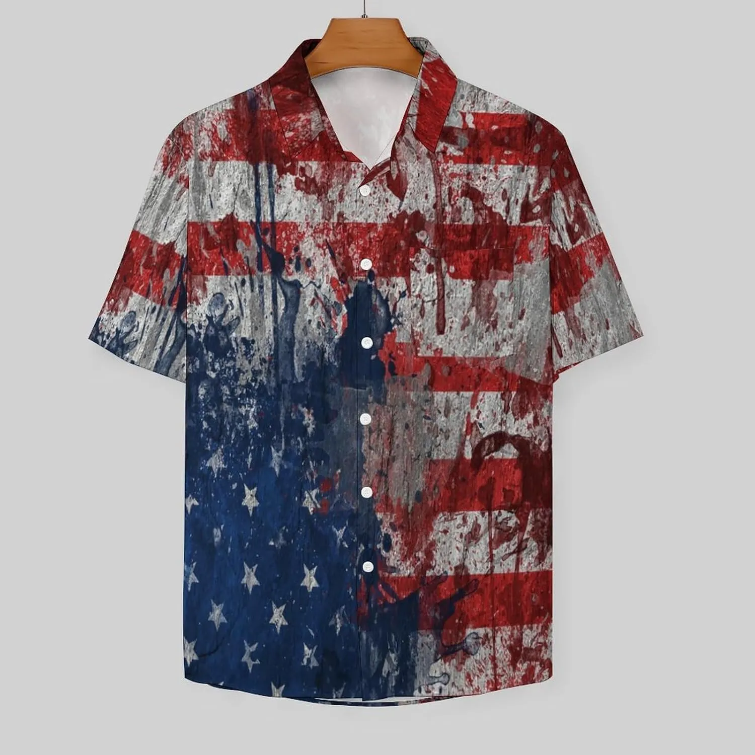TAIZIYEAH American Flag Shirts for Men Short Sleeve Beach Shirt Casual Button Down Shirts Tops Quick Dry with Designs 3XL