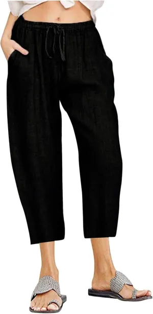 TARIENDY Casual Capris for Women Summer Beach Lounge Palazzo Cropped Trousers Loose Comfy Elastic Drawstring Capris 2025
