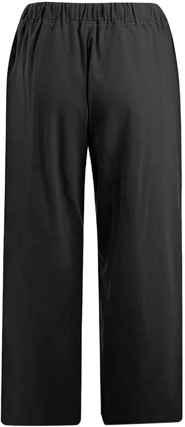 TARIENDY Casual Capris for Women Summer Beach Lounge Palazzo Cropped Trousers Loose Comfy Elastic Drawstring Capris 2025