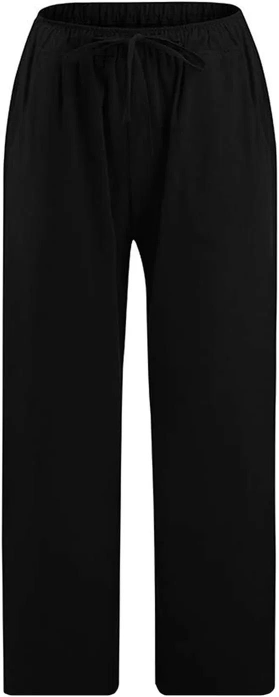TARIENDY Casual Capris for Women Summer Beach Lounge Palazzo Cropped Trousers Loose Comfy Elastic Drawstring Capris 2025