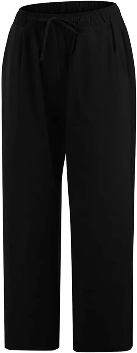 TARIENDY Casual Capris for Women Summer Beach Lounge Palazzo Cropped Trousers Loose Comfy Elastic Drawstring Capris 2025