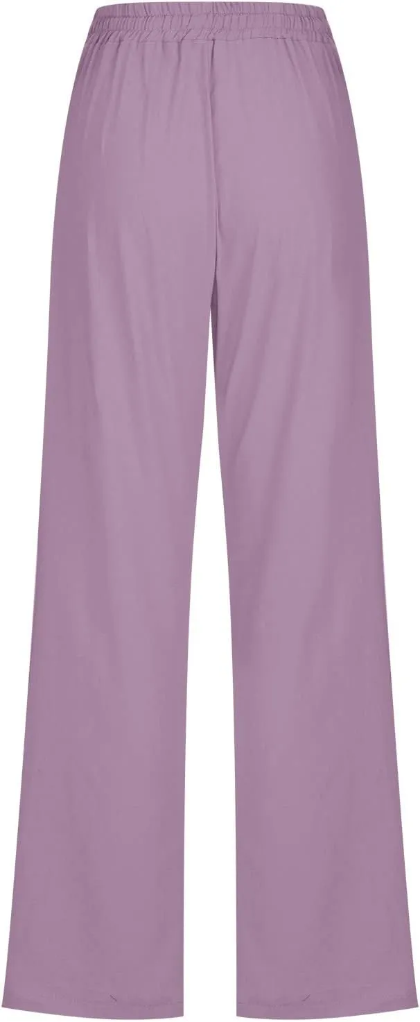 TARIENDY Womens Casual Pants Lightweight Elastic Drawstring Pants High Waisted Summer Lounge Plain Trousers with Pockets
