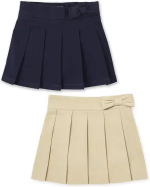 The Children's Place Baby Girls' Uniform Bow Pleated Skort 2 Pack
