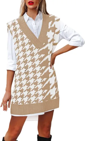 TOLENY Women V Neck Sweater Vest Tops Oversized Sleeveless Tunic Pullover Knitted Tops