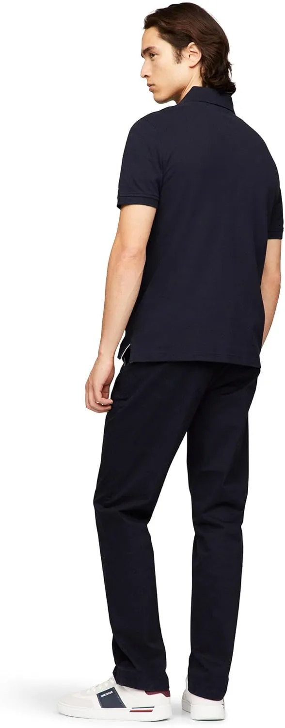 Tommy Hilfiger Men's Short Sleeve Cotton Pique Flag Graphic Polo Shirt in Custom Fit