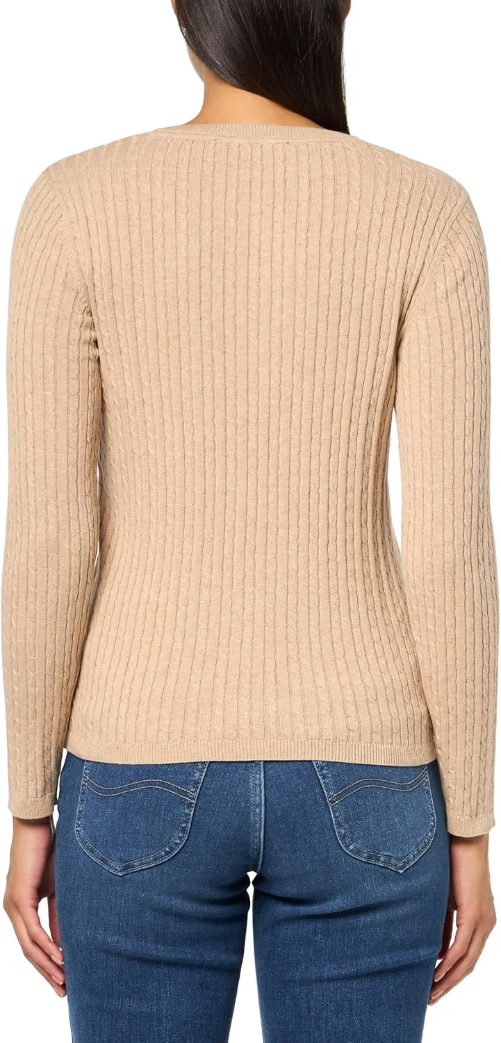 Tommy Hilfiger womens Cotton Vneck Cable Lightweight Sweater