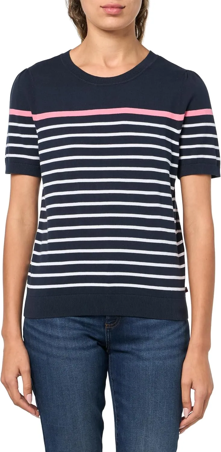 Tommy Hilfiger Women's Short Sleeve Striped Crewneck Pullover Sweater