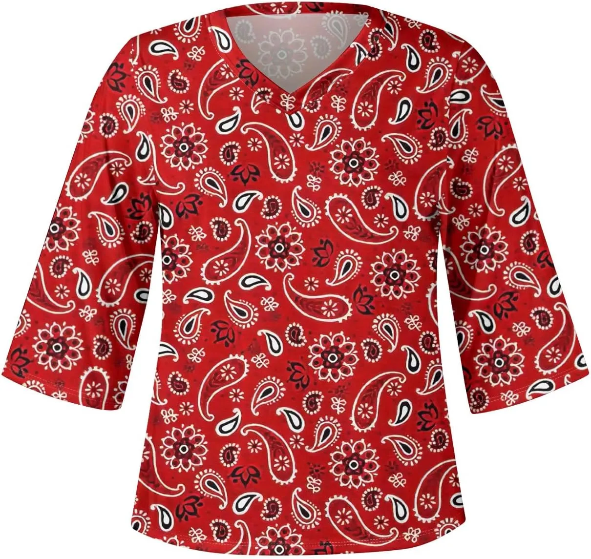Tops for Women with Sleeves 3/4 Sleeve Shirts Lace V Neck Dressy Tops Trendy Summer Floral Blouses