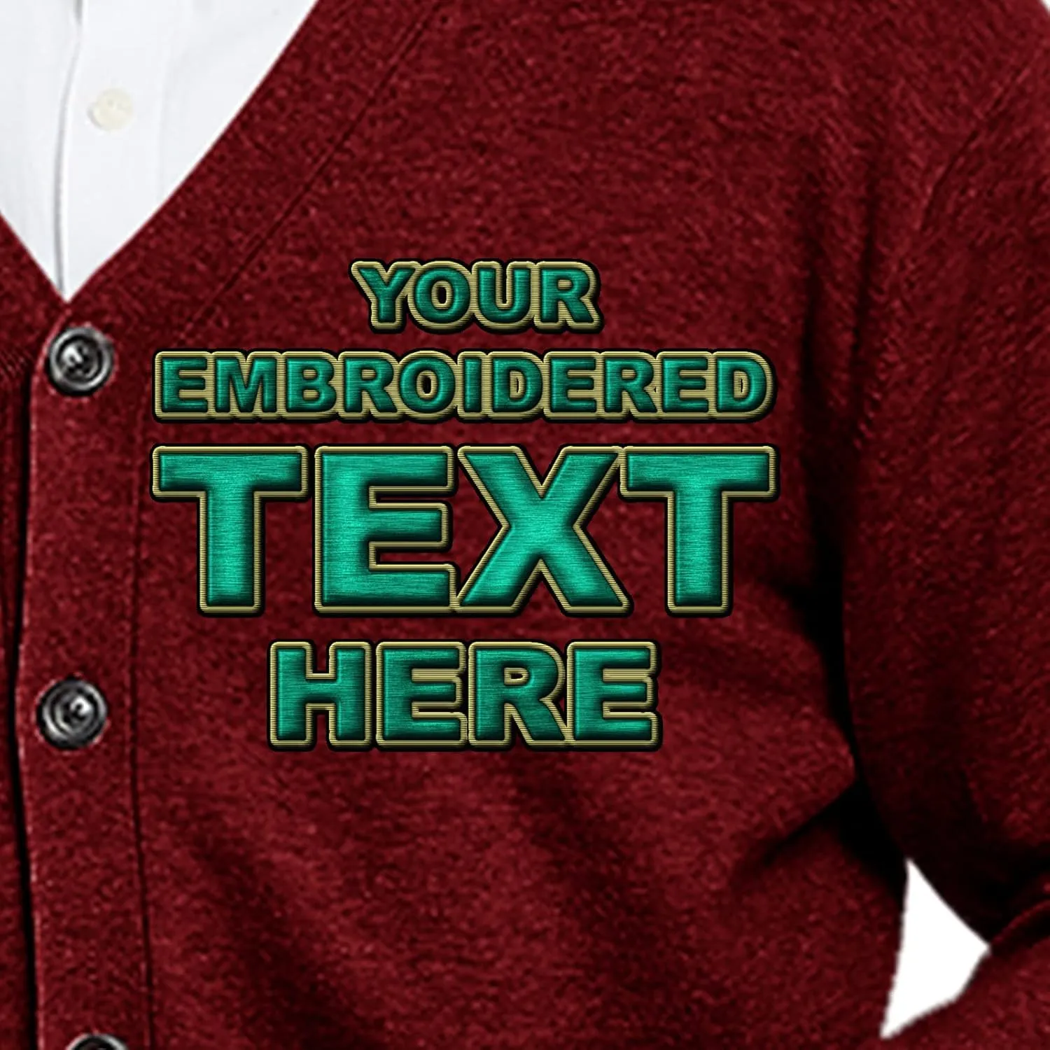 TopTie Embroidery Men's Sweater Cotton Custom Monogrammed Cardigan, Add Your Text Here