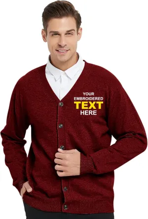 TopTie Embroidery Men's Sweater Cotton Custom Monogrammed Cardigan, Add Your Text Here