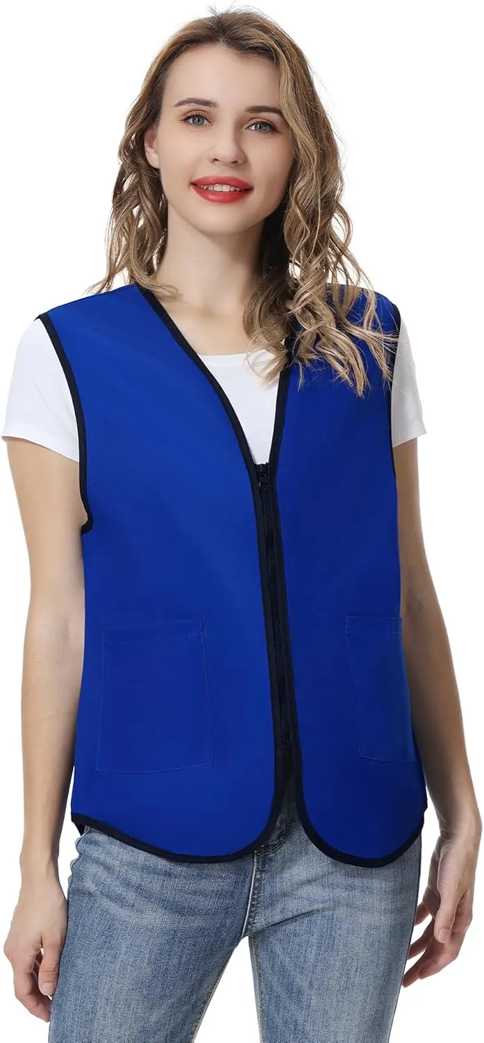 TopTie Supermarket Apron Zipper Vest For Clerk Uniform Vest 5 Packs
