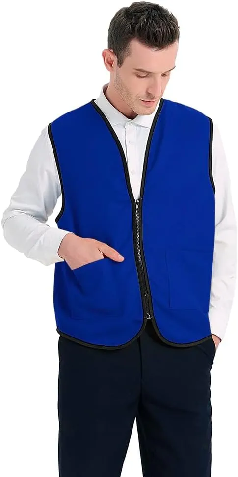 TopTie Supermarket Apron Zipper Vest For Clerk Uniform Vest 5 Packs