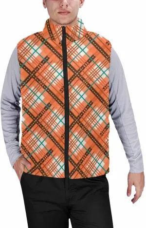 Travel Vest Orange Tie-Dye Stripe Men Puffer Vest Fashion Casual Zipper Collar Sleeveless Padded Vest Top Features
