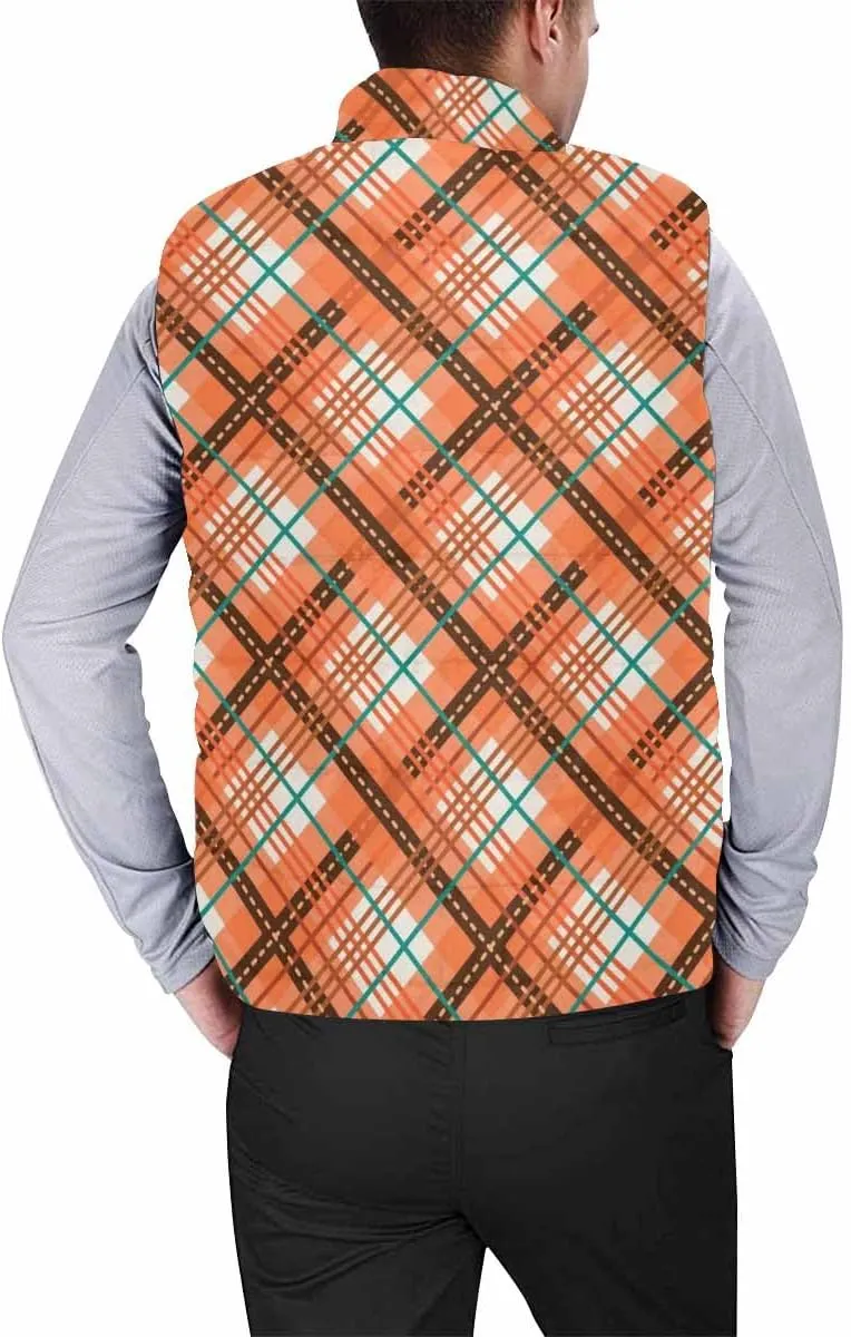 Travel Vest Orange Tie-Dye Stripe Men Puffer Vest Fashion Casual Zipper Collar Sleeveless Padded Vest Top Features