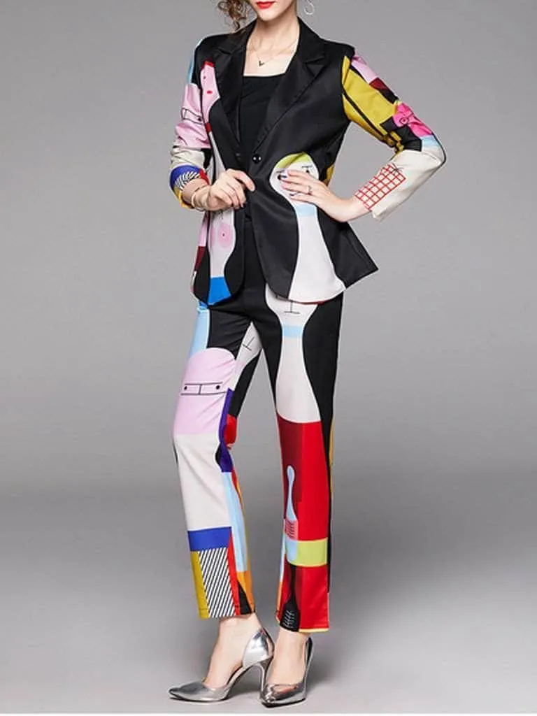 Trevor Printed Bowling Blazer and Pants Set