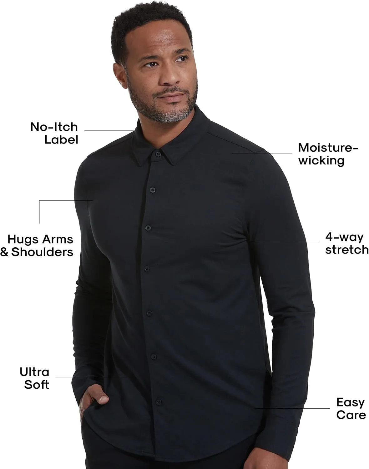 True Classic Mens Long Sleeve Button Down Shirt - Casual Dress Shirts for Men, Quick Dry