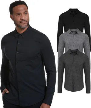 True Classic Mens Long Sleeve Button Down Shirt - Casual Dress Shirts for Men, Quick Dry