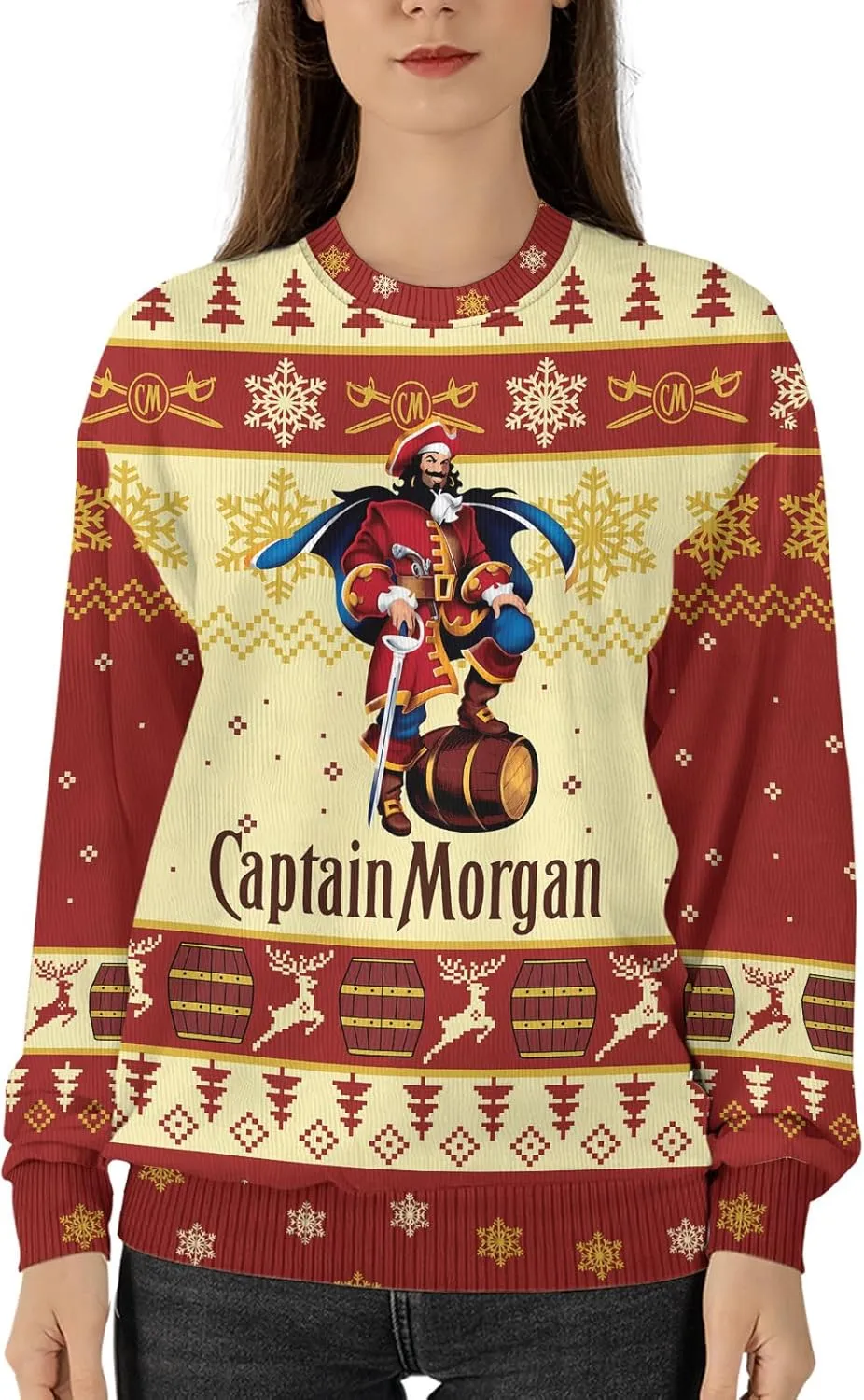 Ugly Christmas Sweater, Holiday Crewneck Cardigan for Women Men, Long Sleeve Knit Pullover Gifts for Christmas