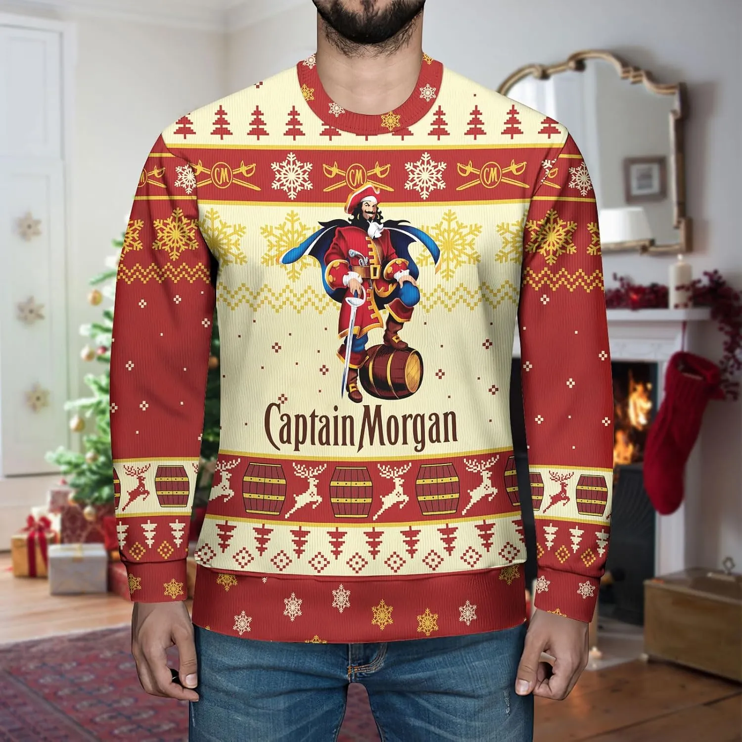 Ugly Christmas Sweater, Holiday Crewneck Cardigan for Women Men, Long Sleeve Knit Pullover Gifts for Christmas