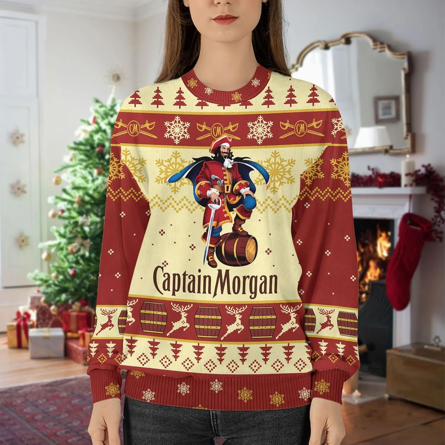 Ugly Christmas Sweater, Holiday Crewneck Cardigan for Women Men, Long Sleeve Knit Pullover Gifts for Christmas