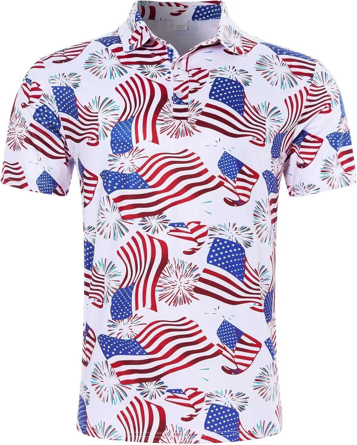 uideazone Mens Golf Shirt Dry Fit Athletic Polo Shirts Moisture Wicking Performance 3D Print Short Sleeve