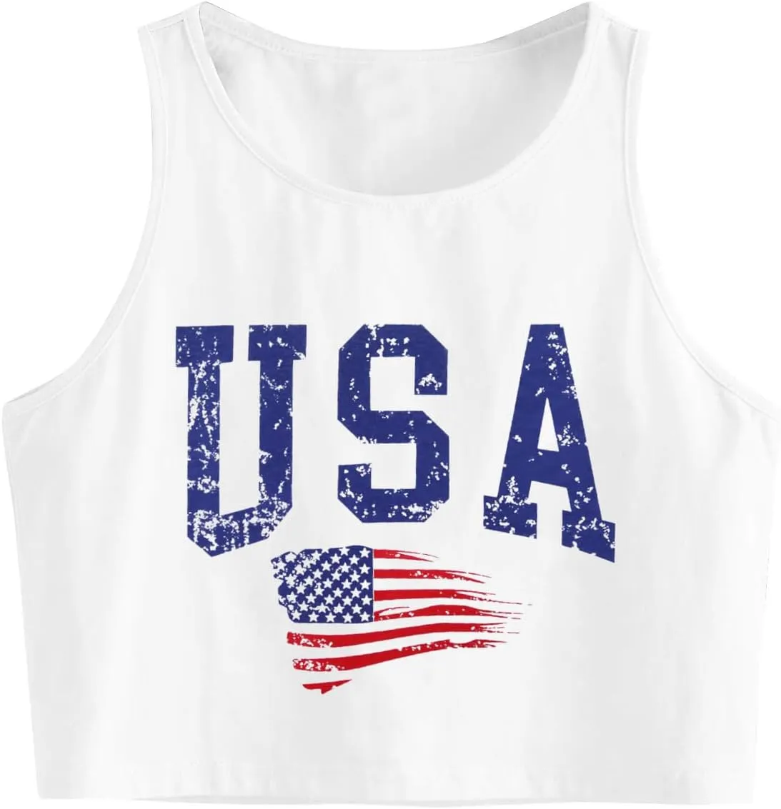 USA Tank Top Women American Flag Crop Tank 4th of July Patriotic Crop Shirts Summer Sleeveless Tee Tops