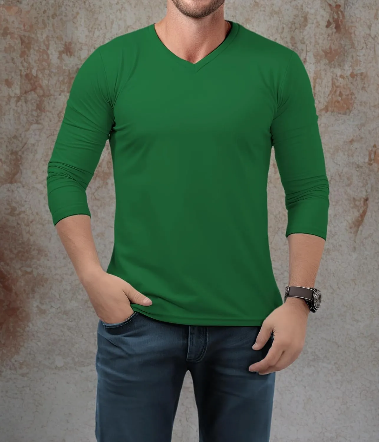 V Neck T Shirts Men  Light and Soft Pullover T Shirt with Long Sleeve- Perfect for Daily Use or Casual Events