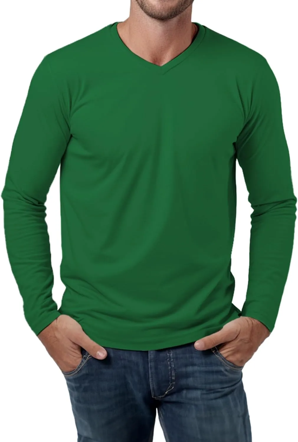 V Neck T Shirts Men  Light and Soft Pullover T Shirt with Long Sleeve- Perfect for Daily Use or Casual Events