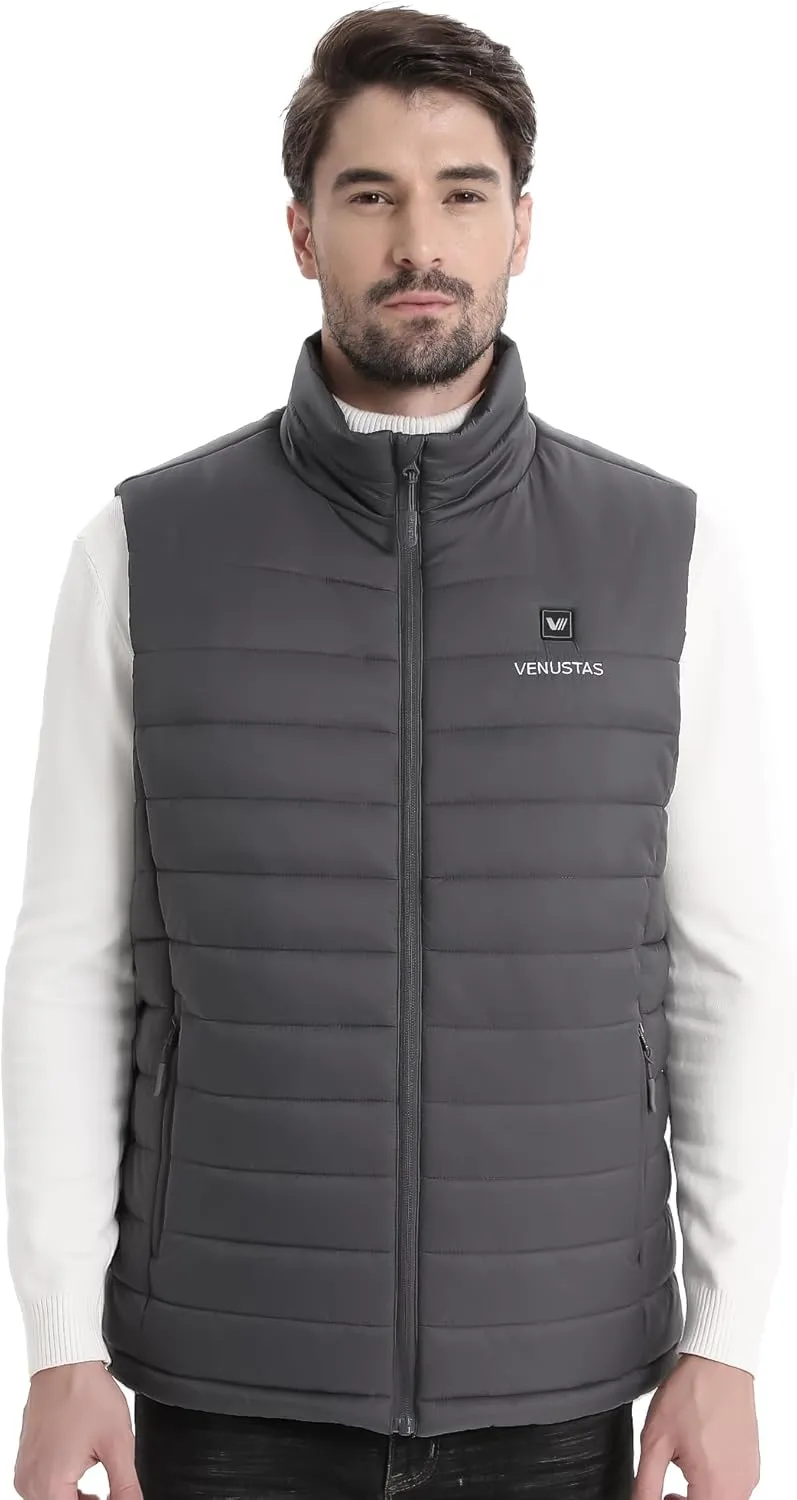 Venustas Men's Heated Vest with Battery, Up to 20 Hours of Warmth, Winter Quilted Vest for Outdoor
