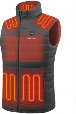 Venustas Men's Heated Vest with Battery, Up to 20 Hours of Warmth, Winter Quilted Vest for Outdoor