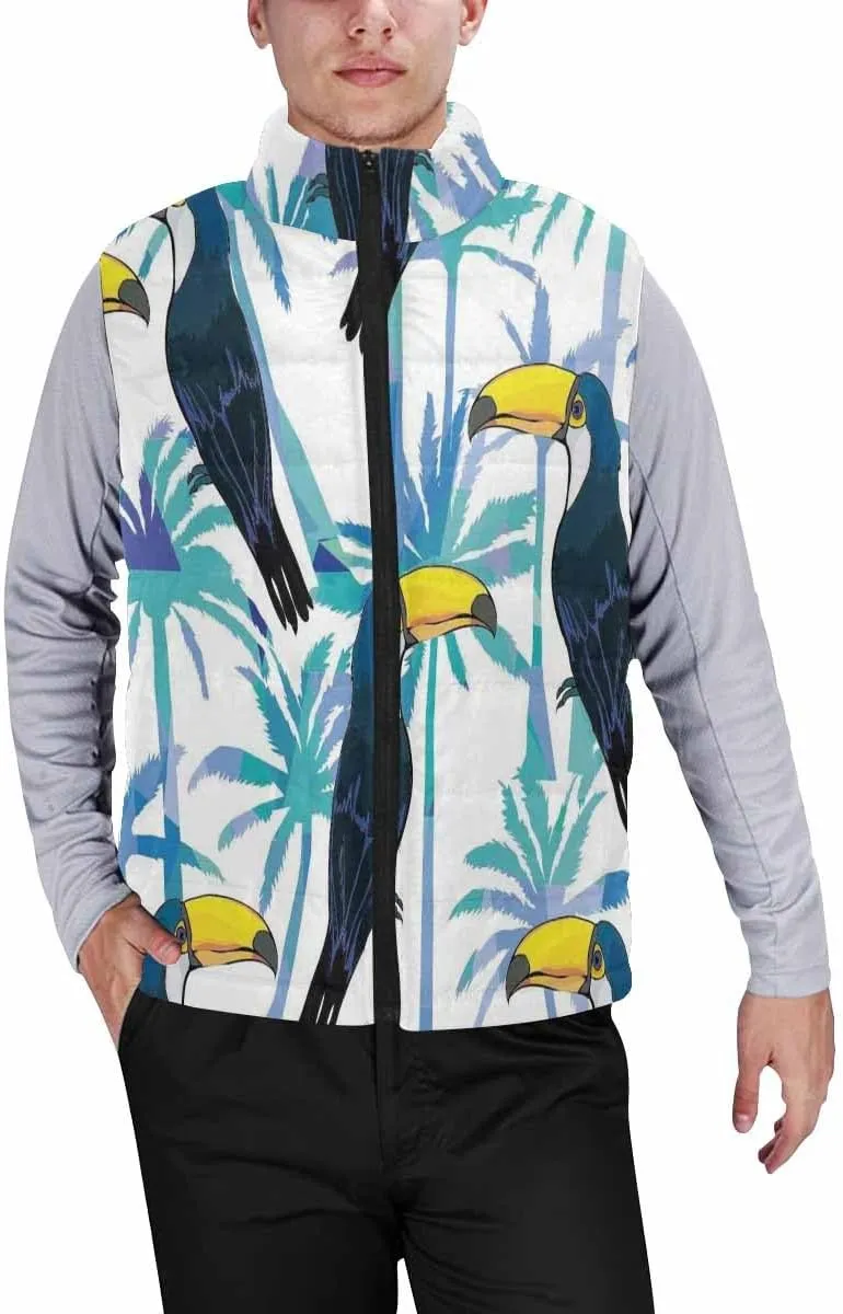 Vests For Men Snowmen Snow-Flakes Men's Lightweight Warm Puffer Vest Outdoor Sleeveless Jacket For Golf Hiking