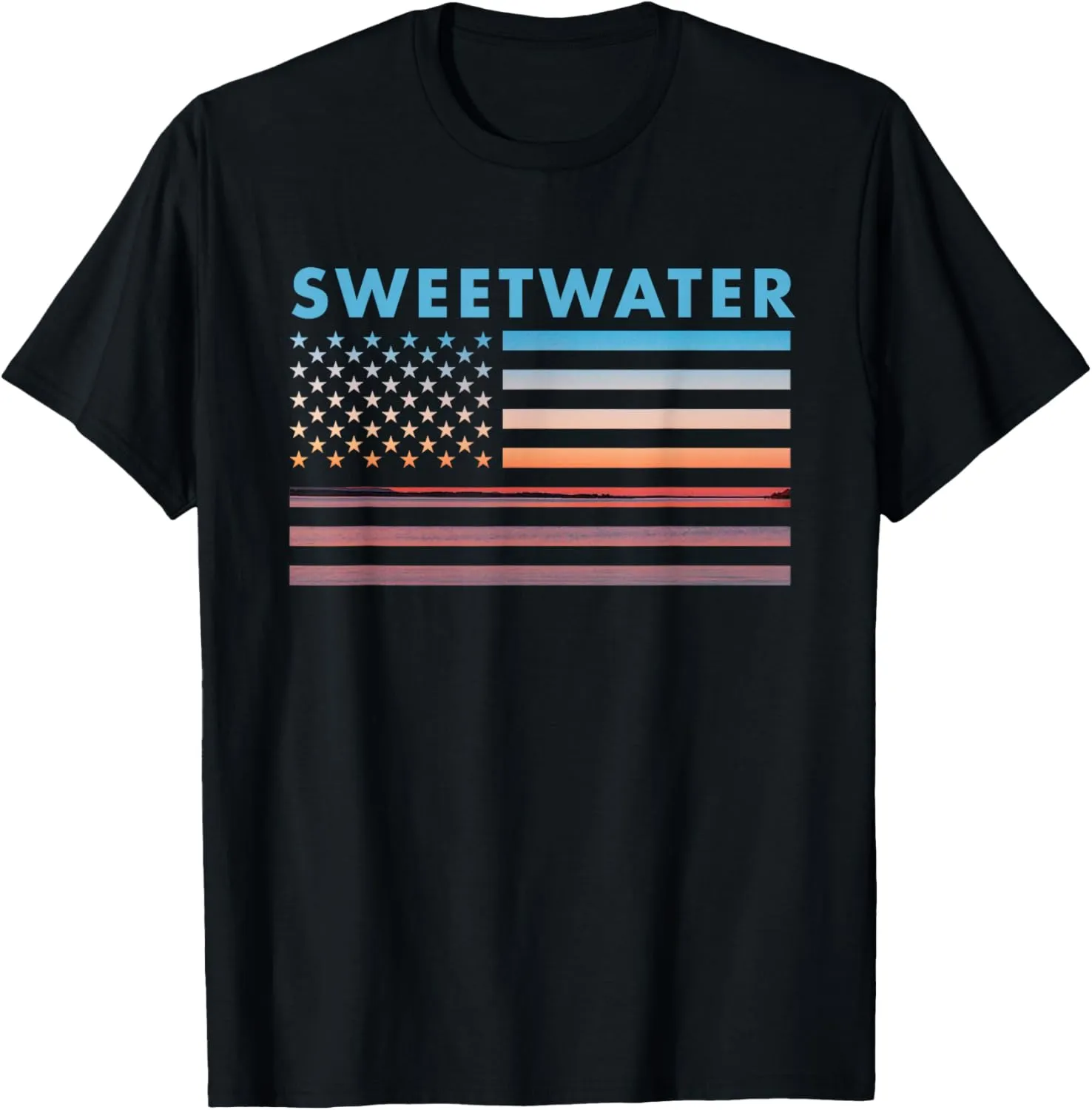 Vintage Sunset American Flag Sweetwater, OK T-Shirt