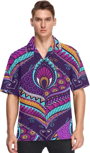 visesunny Novelty Hawaiian Shirt for Men Unisex Summer Beach Casual Short Sleeve Button Down Shirts Tropical Vacation Clothes
