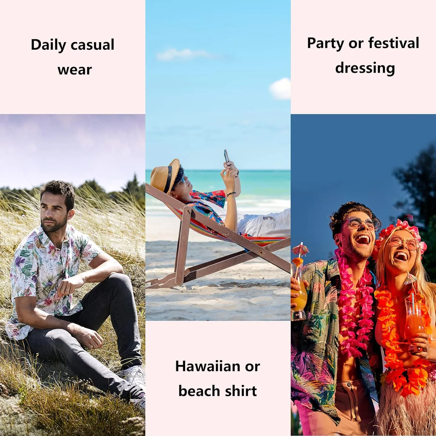visesunny Novelty Hawaiian Shirt for Men Unisex Summer Beach Casual Short Sleeve Button Down Shirts Tropical Vacation Clothes