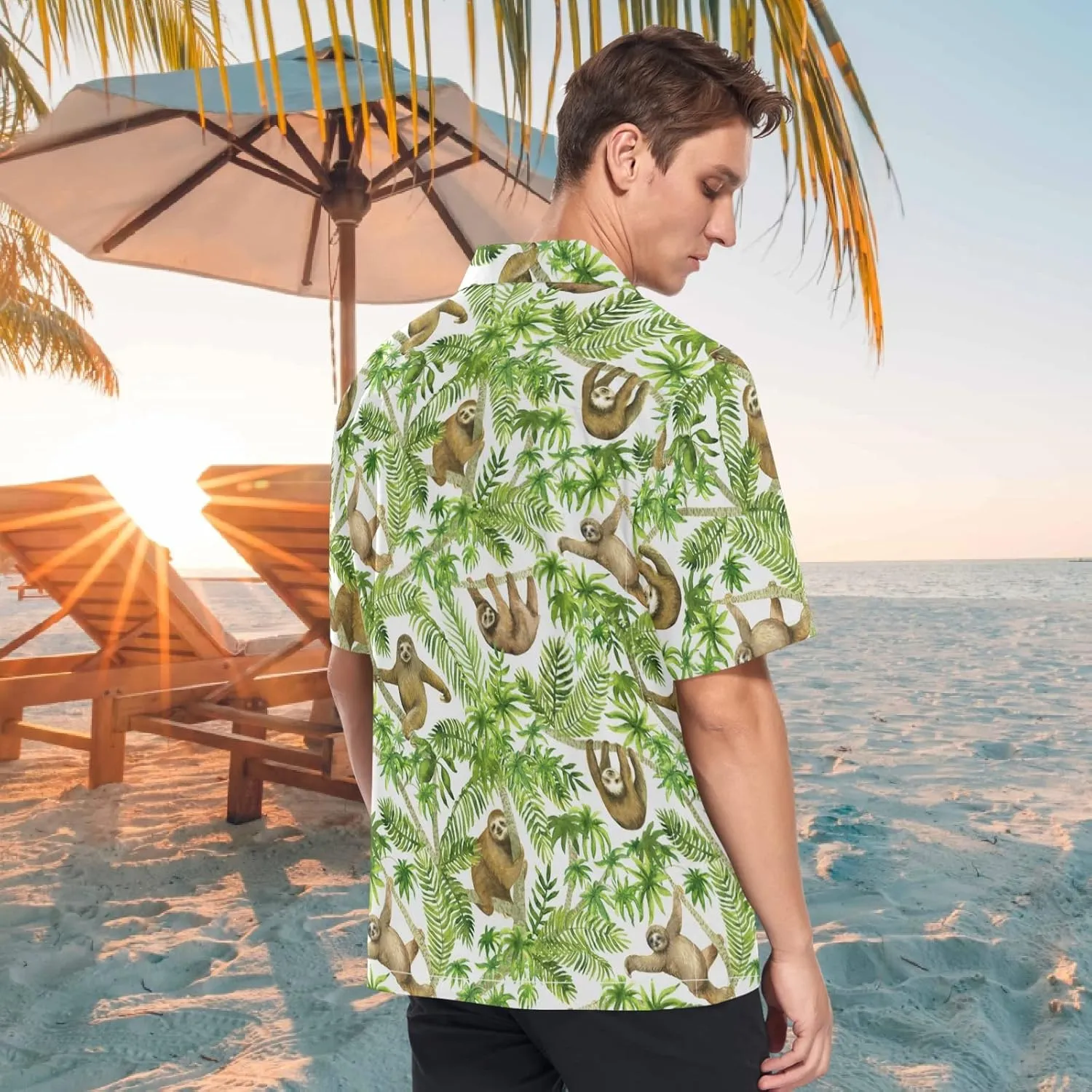 visesunny Novelty Hawaiian Shirt for Men Unisex Summer Beach Casual Short Sleeve Button Down Shirts Tropical Vacation Clothes
