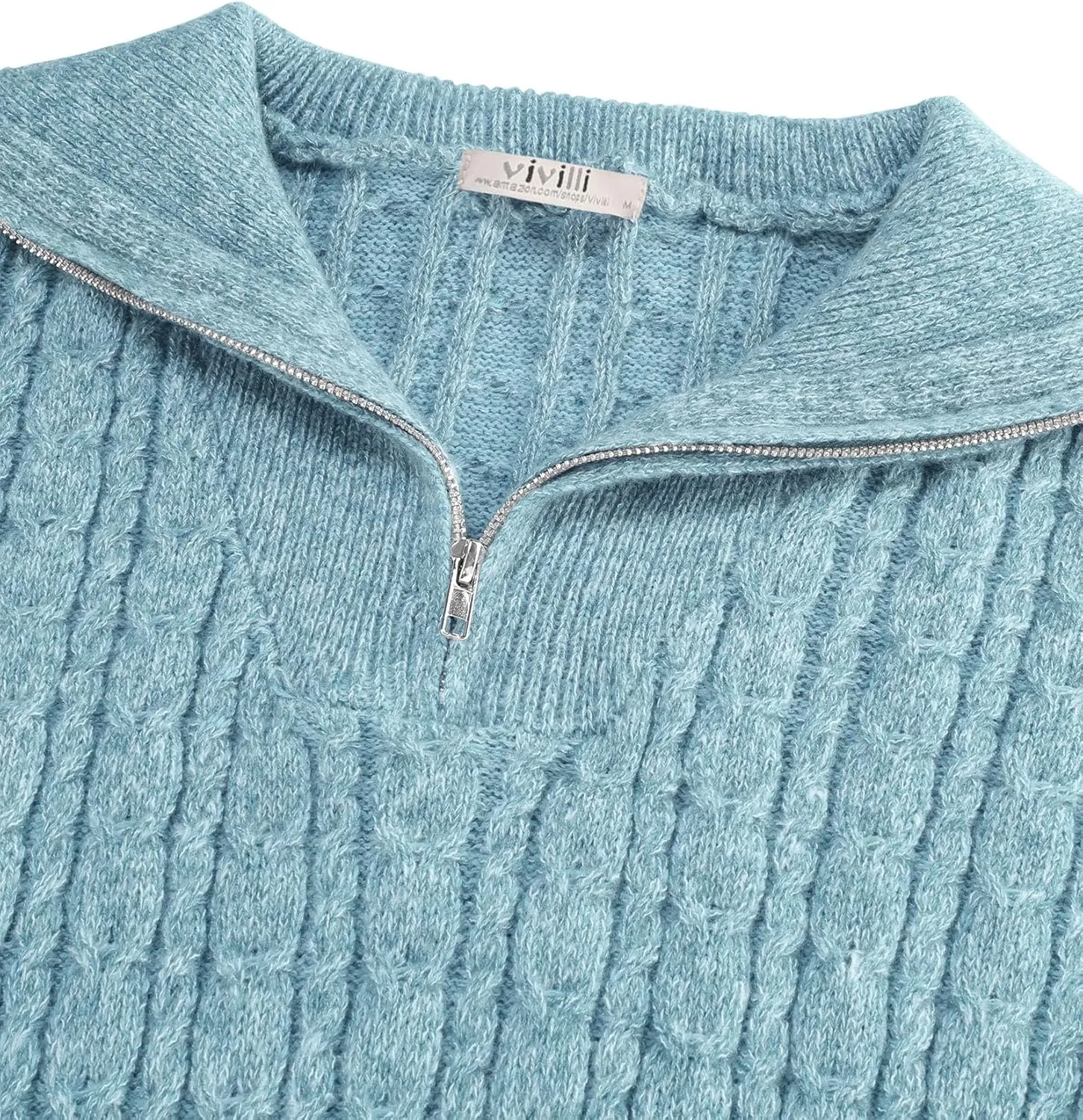 Vivilli Women's Oversized Sweater Quarter Zip Chunky Cable Knit Sweaters Fall Winter Fashion Pullover Sweater Tops