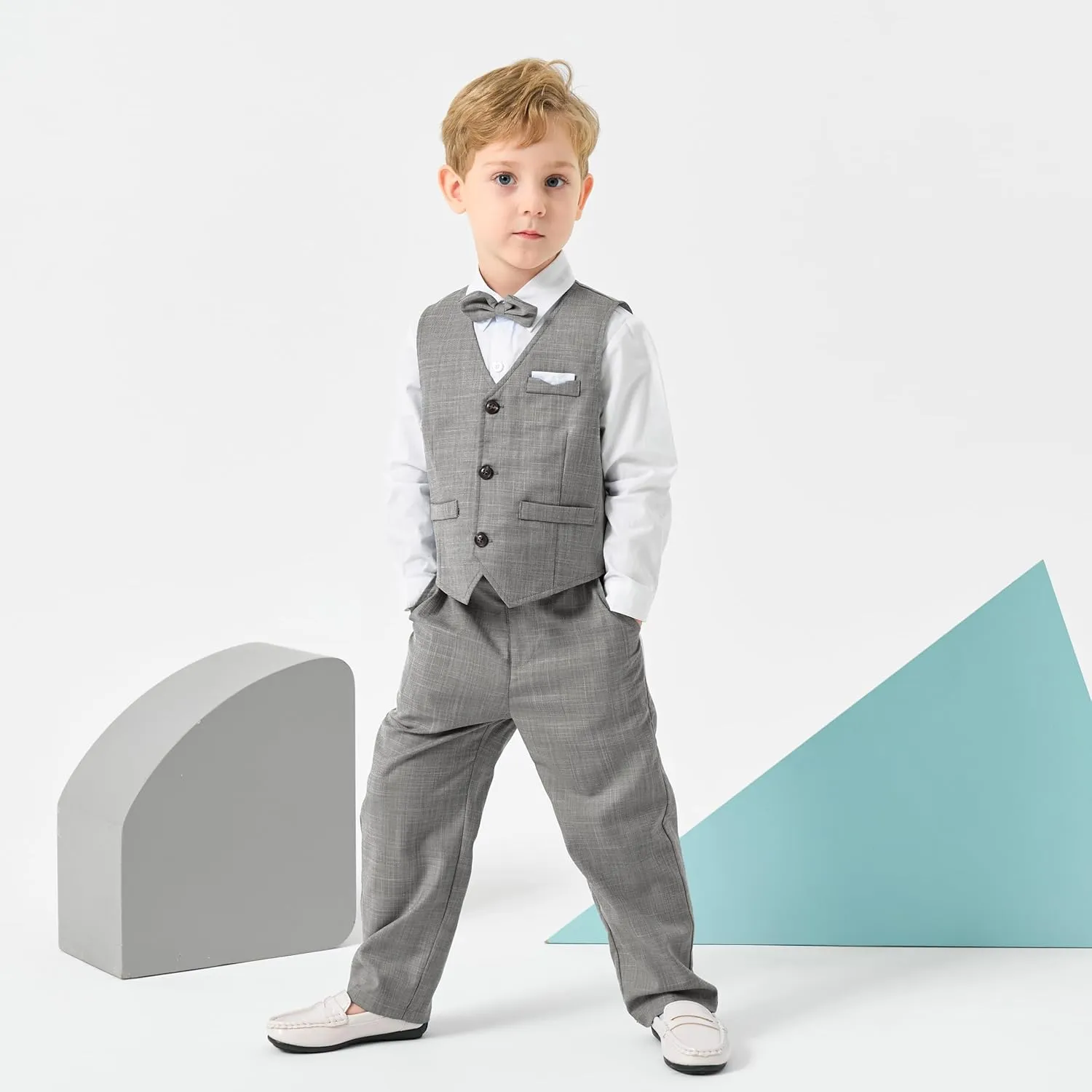 Volunboy Baby Boys Formal Wedding Ring Bearer Outfits Toddler Gentleman Bowtie Vest Guest Suits Dress Shirt Pants Set