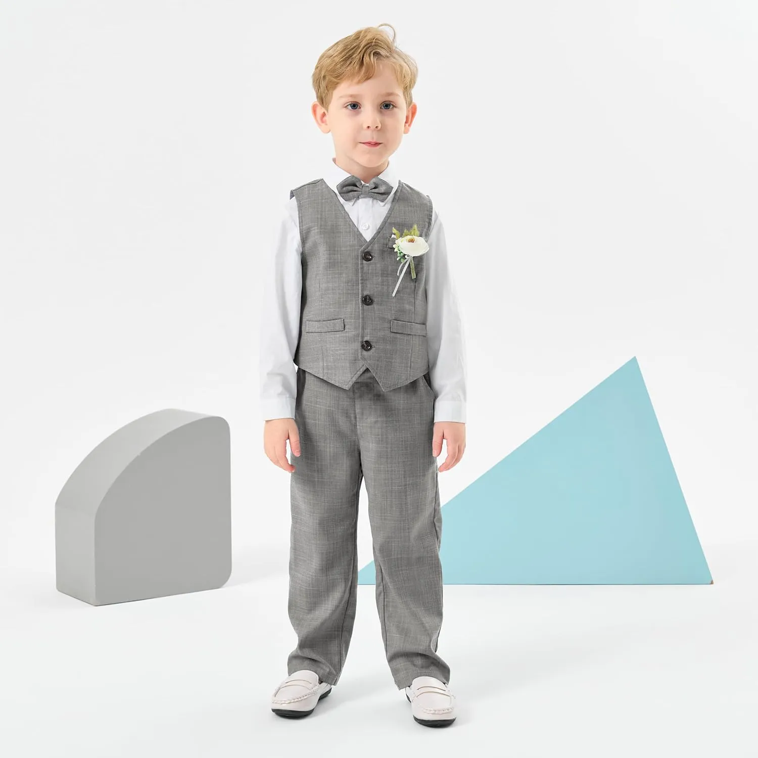 Volunboy Baby Boys Formal Wedding Ring Bearer Outfits Toddler Gentleman Bowtie Vest Guest Suits Dress Shirt Pants Set