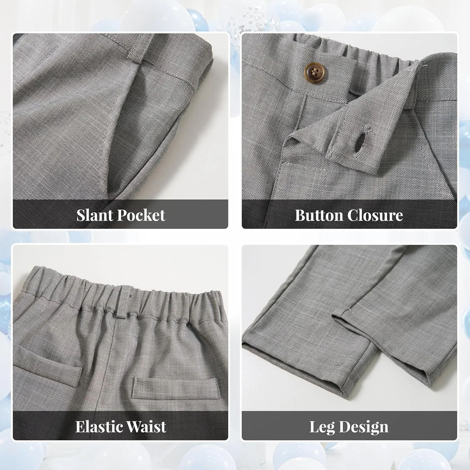 Volunboy Baby Boys Formal Wedding Ring Bearer Outfits Toddler Gentleman Bowtie Vest Guest Suits Dress Shirt Pants Set