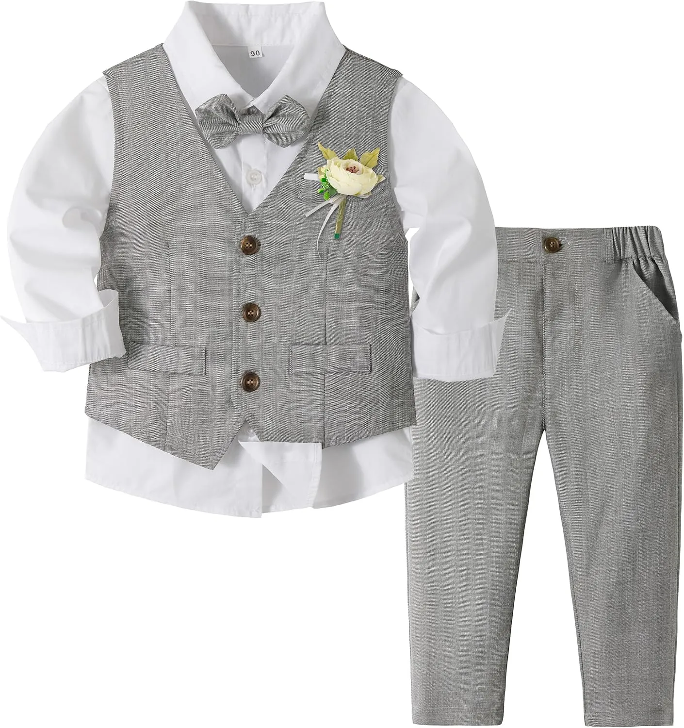 Volunboy Baby Boys Formal Wedding Ring Bearer Outfits Toddler Gentleman Bowtie Vest Guest Suits Dress Shirt Pants Set