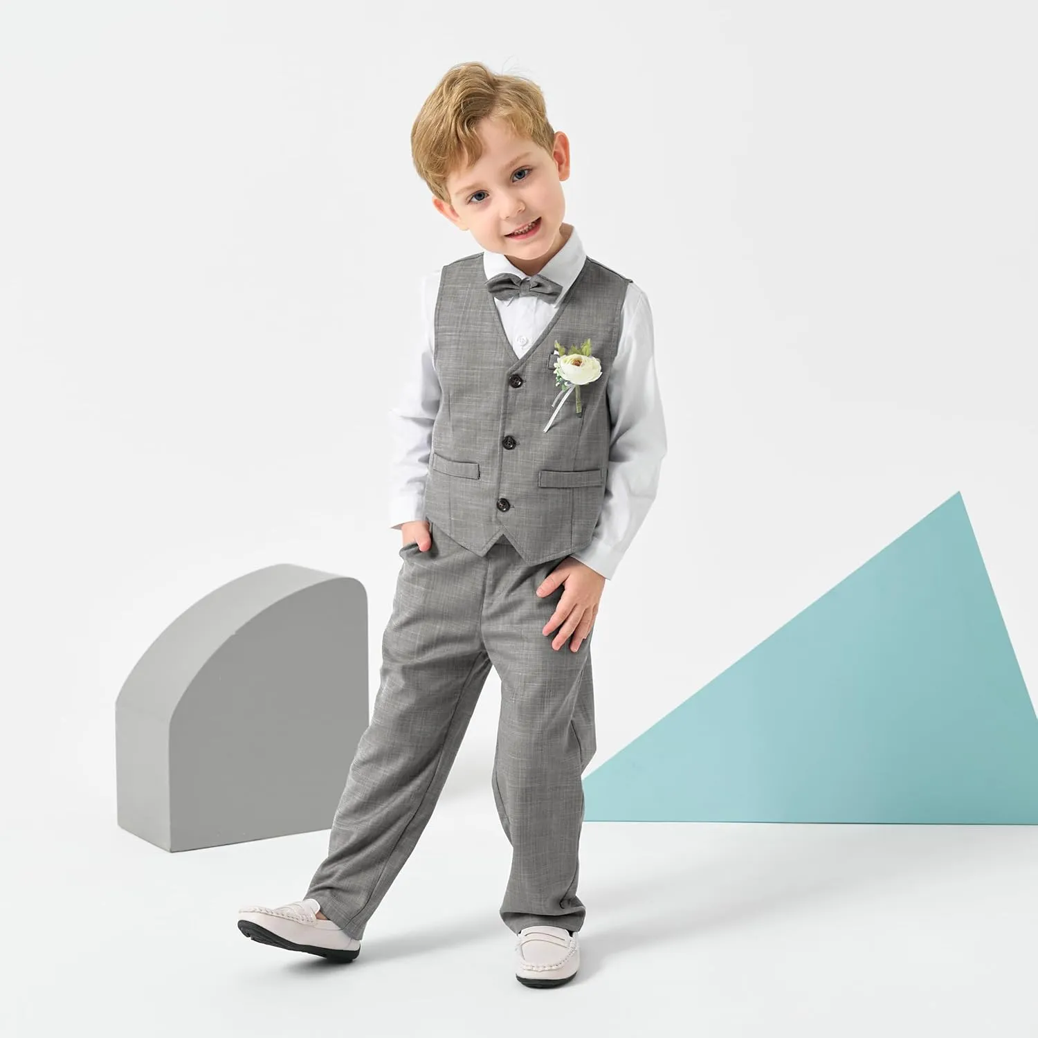 Volunboy Baby Boys Formal Wedding Ring Bearer Outfits Toddler Gentleman Bowtie Vest Guest Suits Dress Shirt Pants Set