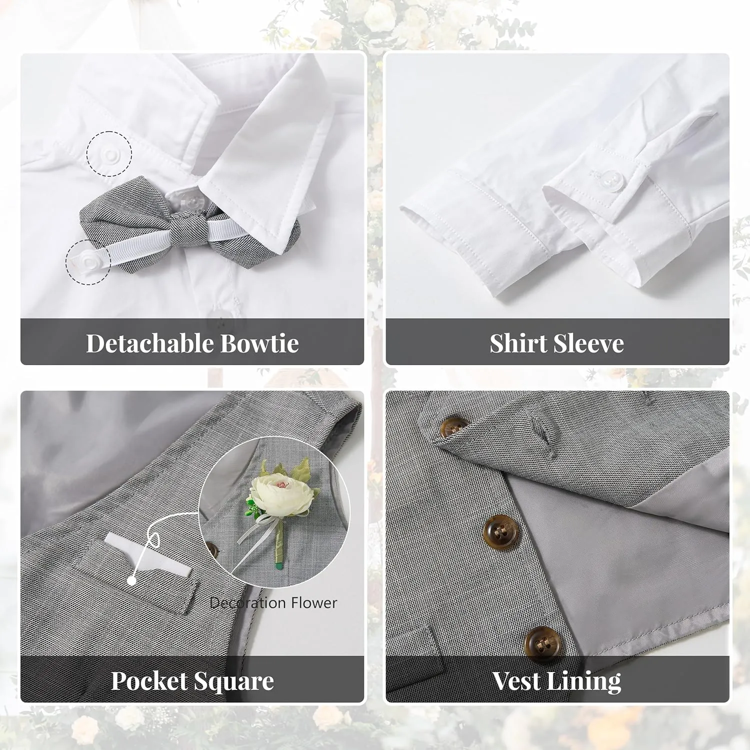 Volunboy Baby Boys Formal Wedding Ring Bearer Outfits Toddler Gentleman Bowtie Vest Guest Suits Dress Shirt Pants Set