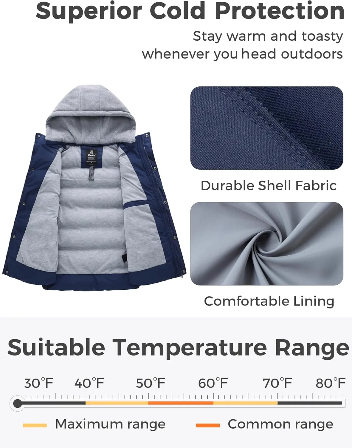 wantdo Women's Quilted Puffer Vest Thicken Warm Winter Coat with Removable Hood