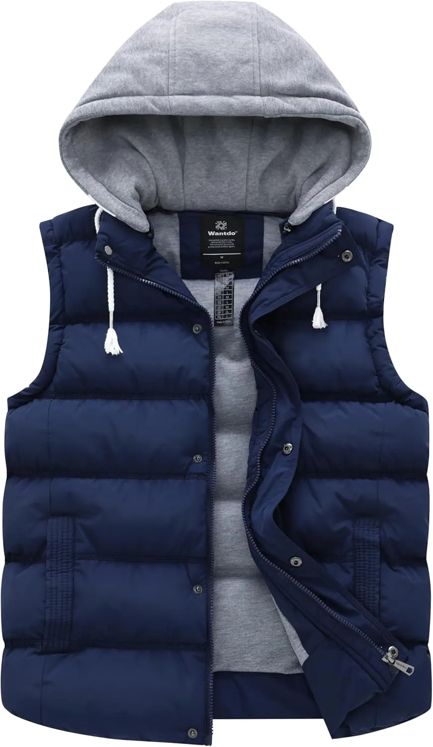 wantdo Women's Quilted Puffer Vest Thicken Warm Winter Coat with Removable Hood